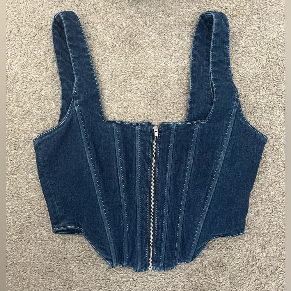 Denim corset top